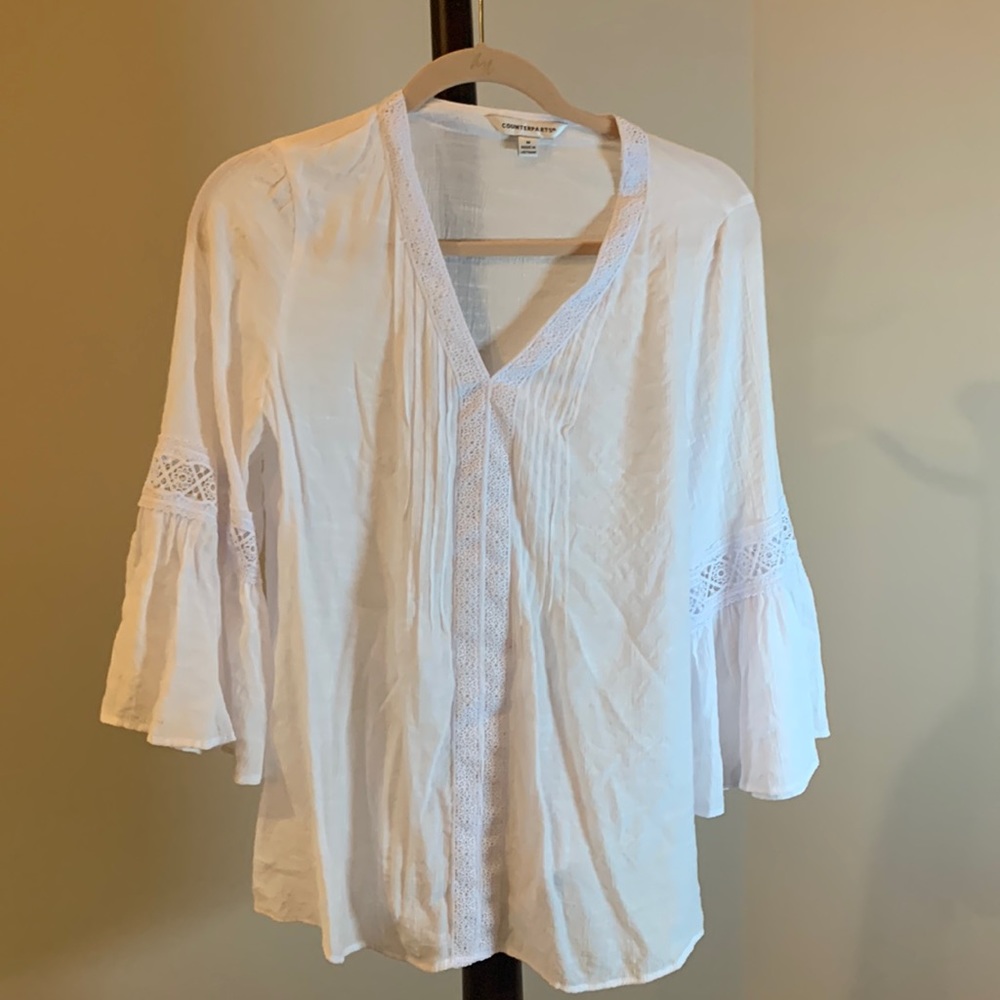 Counterparts white lacy tunic M